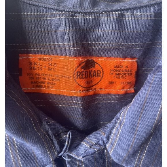 Red Kap‎ Striped Short Sleeve Button Front Work Shirt Men 3XL Vtg - Picture 4 of 5